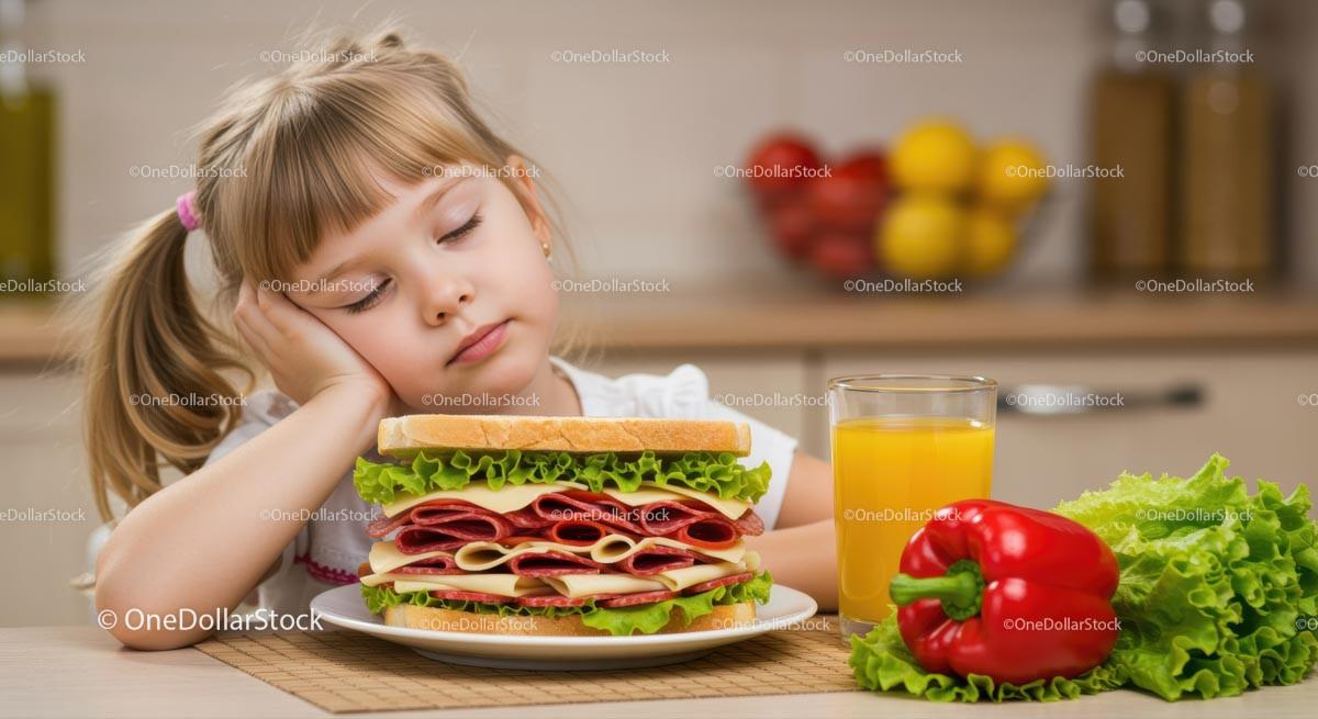 Sleeping Child with Giant Sandwich