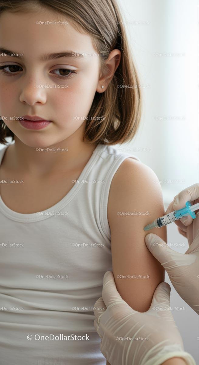 Young Girl Receiving Vaccination at Medical Clinic