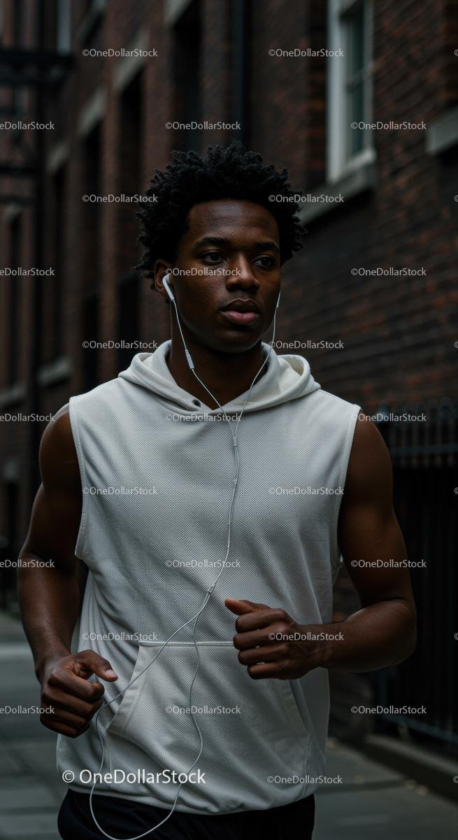 Young Man Jogging in the City with Headphones 12 JPG Files digital asset preview