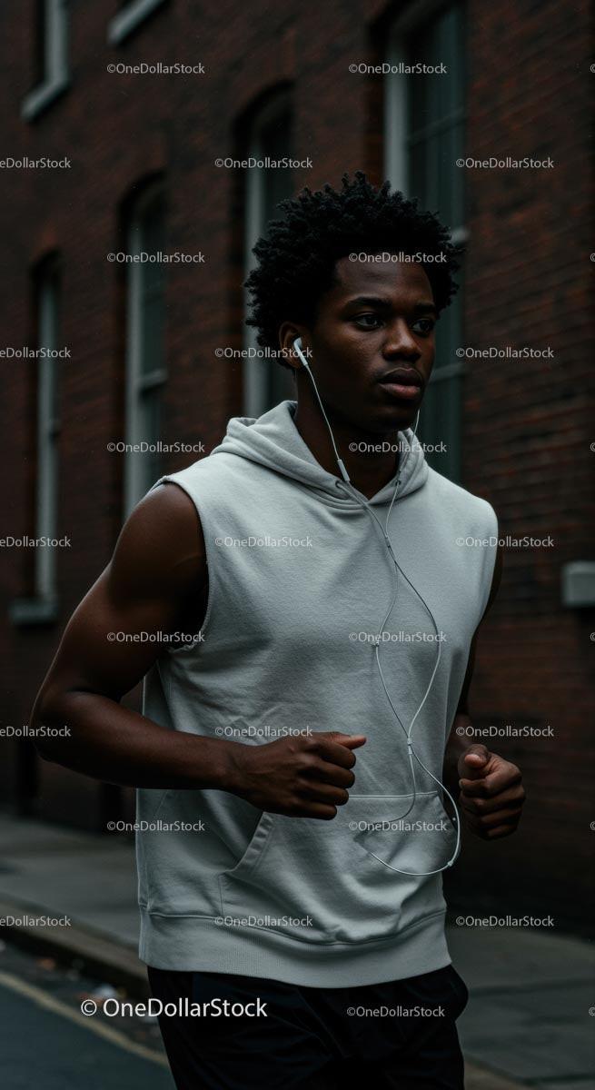 Young Man Jogging in the City with Headphones Stock Photo Bundle creative preview 4