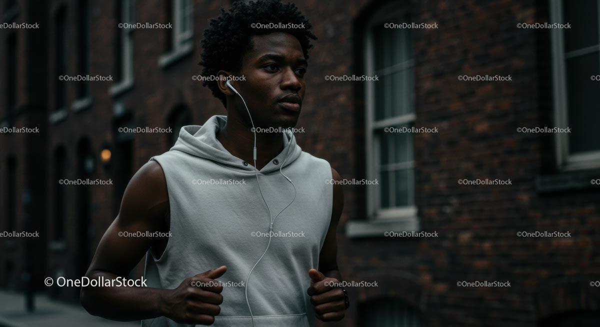 Young Man Jogging in the City with Headphones Stock Photo Bundle preview 6