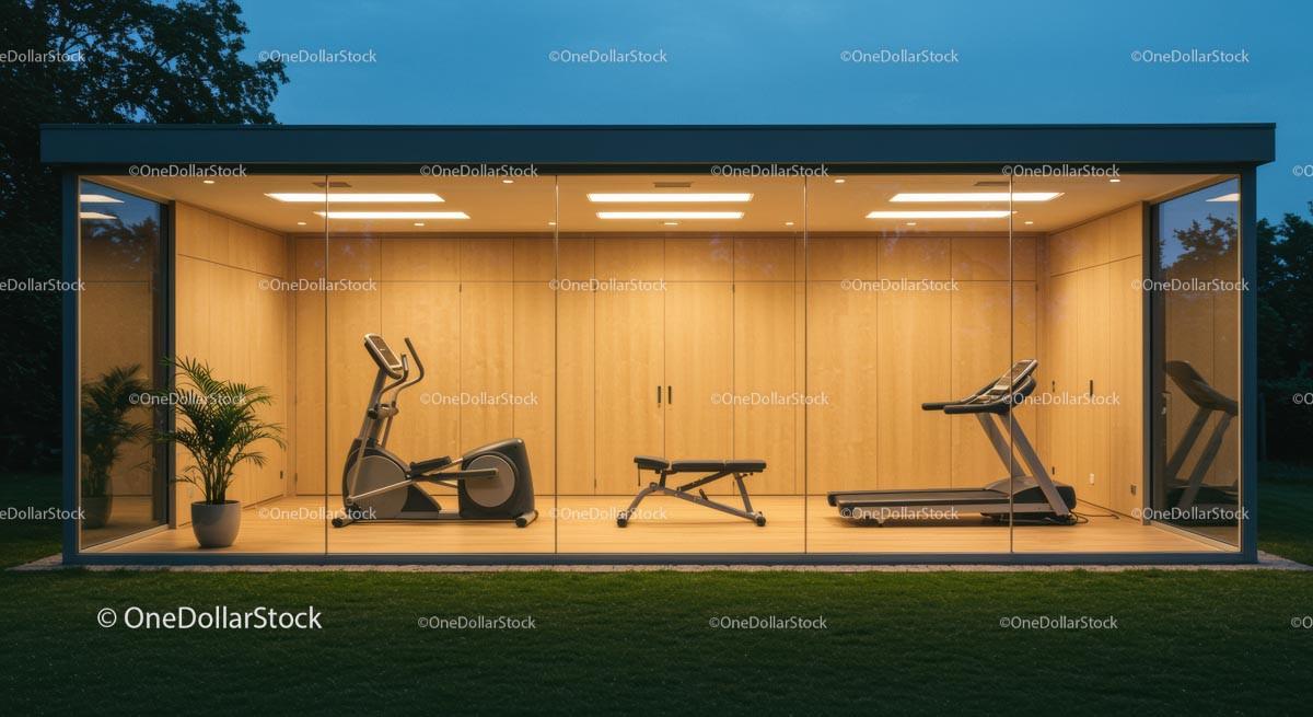 Modern Glass-Walled Gym with Minimalist Design