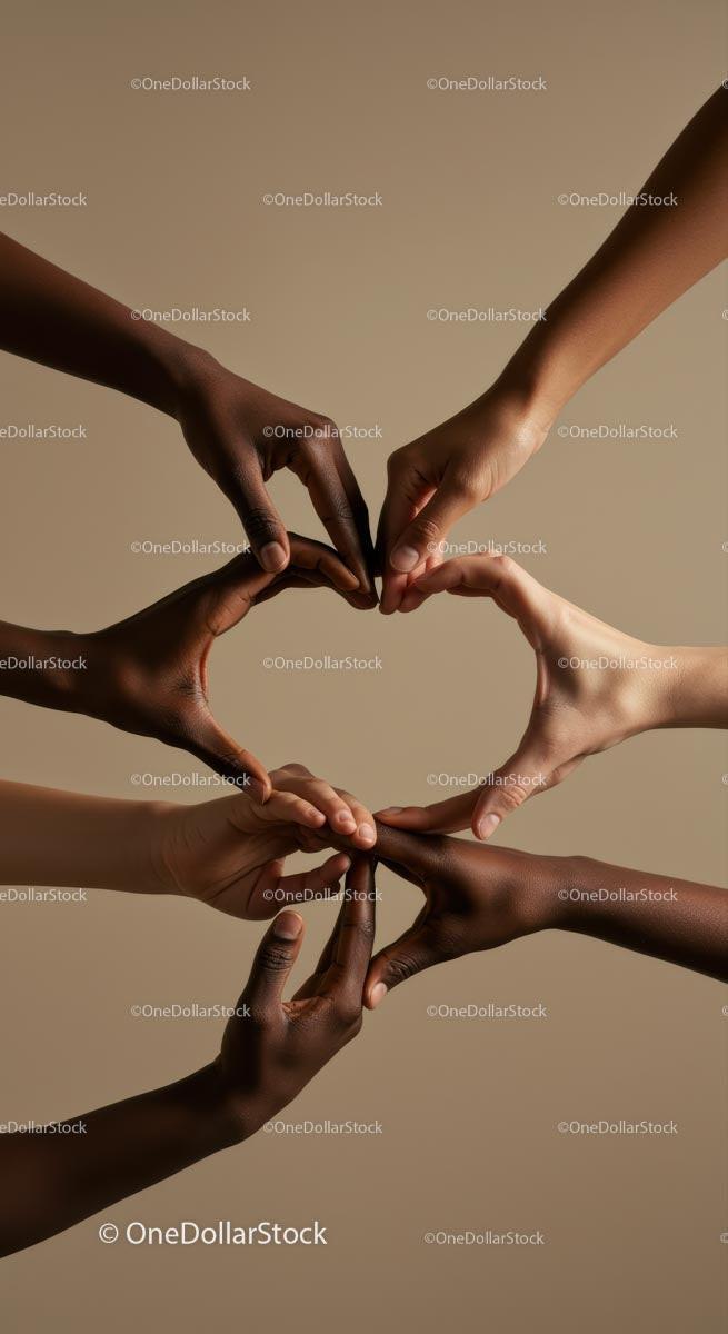 Diverse Hands Creating Heart Shape Together