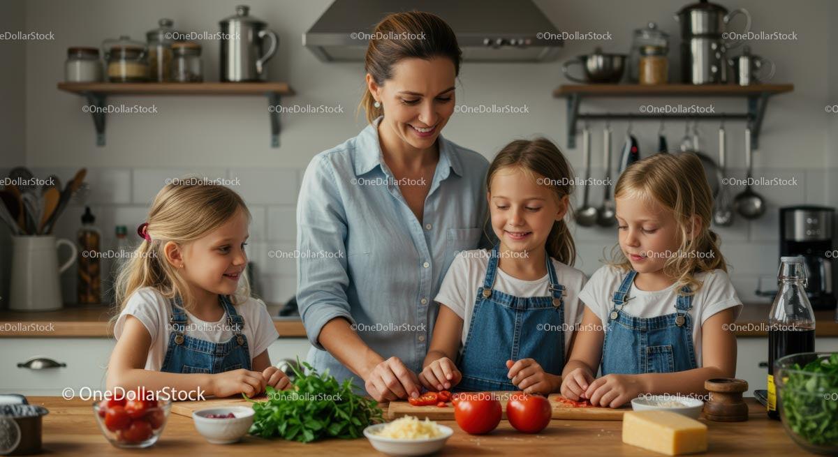 Family Cooking Together with Fresh Ingredients Stock Photo Bundle preview 7