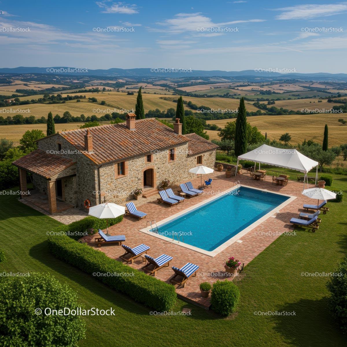 Tuscan Villa with Pool Overlooking Rolling Hills