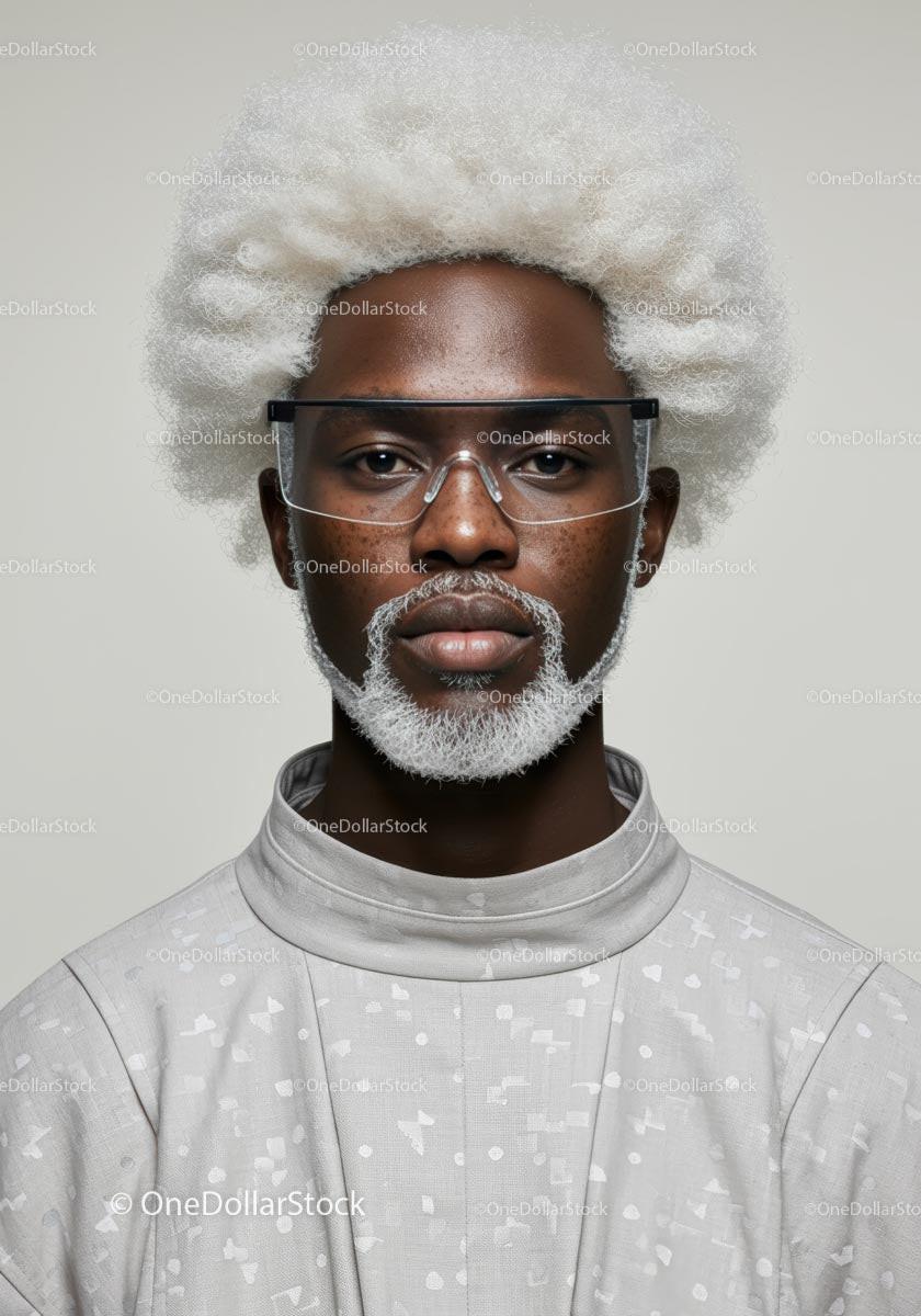 Futuristic Fashion Portrait with Afro Hairstyle and Eyewear
