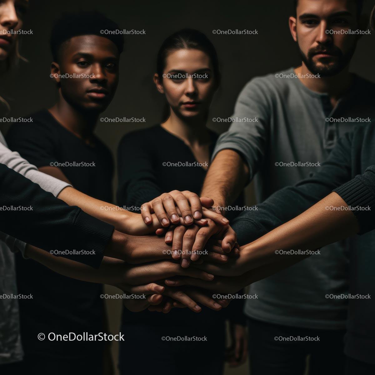 Diverse Group Joining Hands in Unity and Solidarity