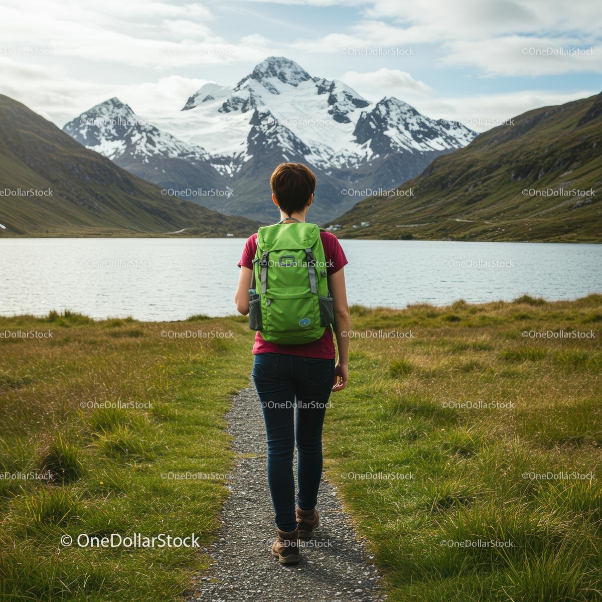 Solo Traveler Exploring Scenic Mountain Path