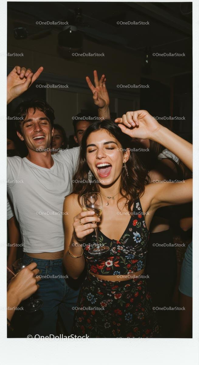 Joyful Friends Dancing at a Lively Night Party