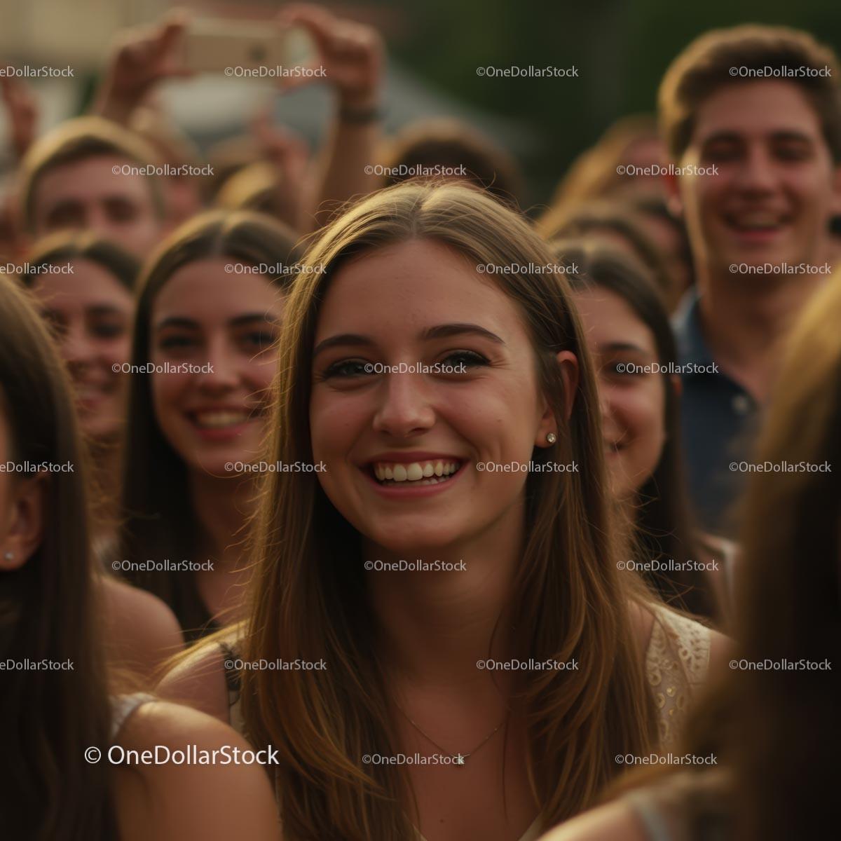 Happy Crowd Enjoying Outdoor Event
