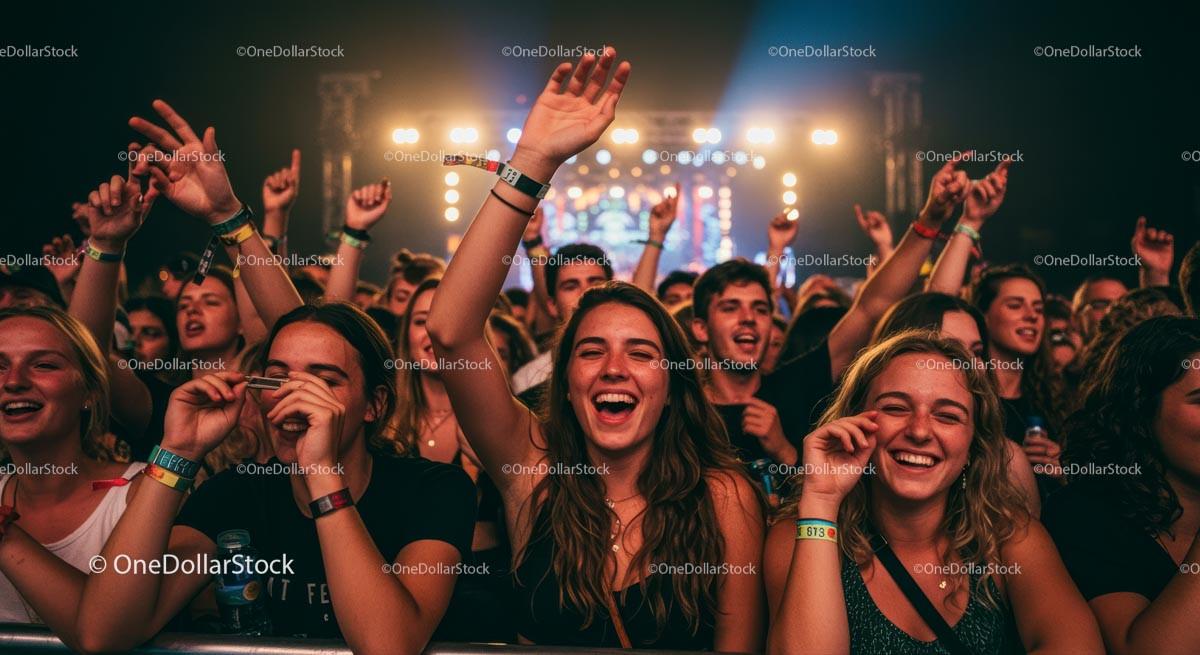 Joyful Concert Crowd Enjoying Live Performance