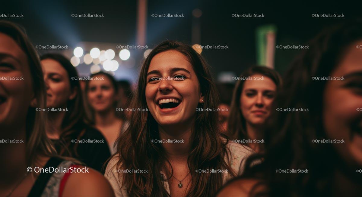Joyful Crowd at a Nighttime Concert