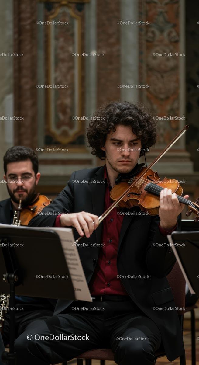 Focused Violinist in a Classical Concert Performance