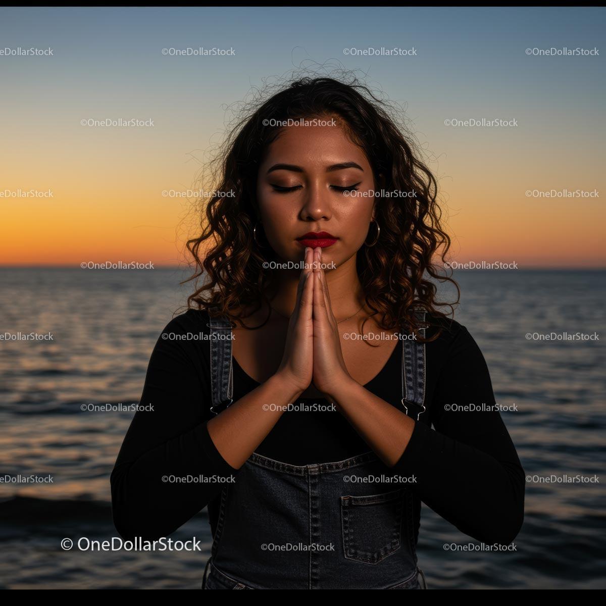 Peaceful Meditation by the Ocean at Sunset