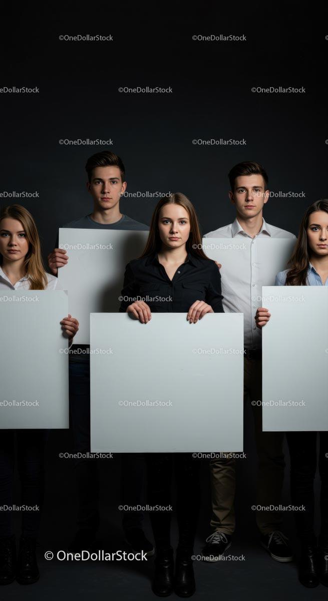 Diverse Group Holding Blank Signs for Expression