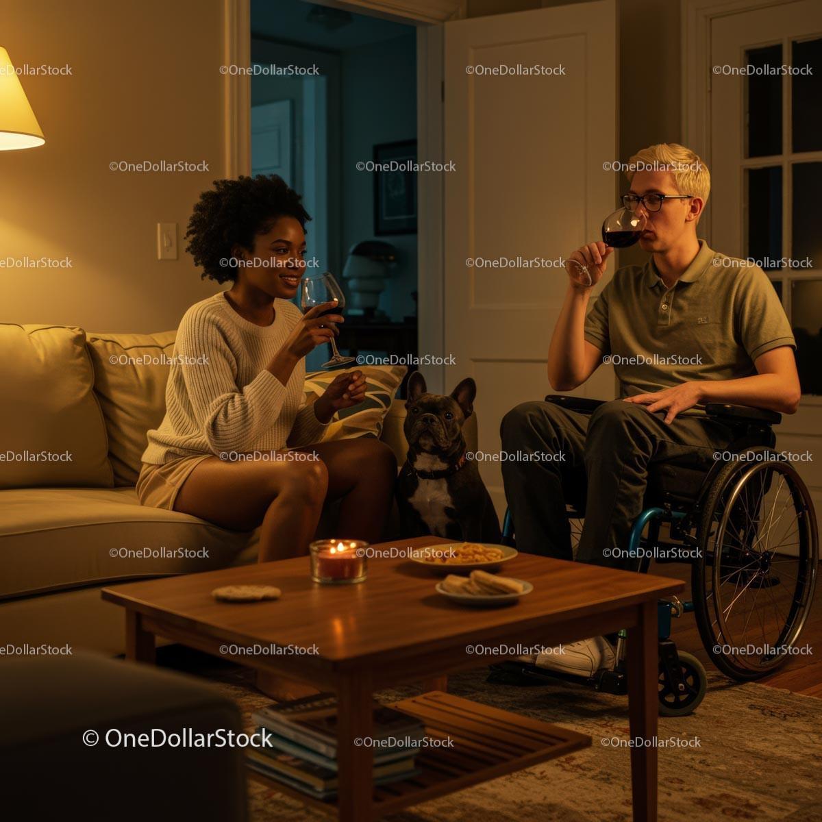 Friends Sharing Wine in Cozy Living Room 12 JPG Files digital asset preview