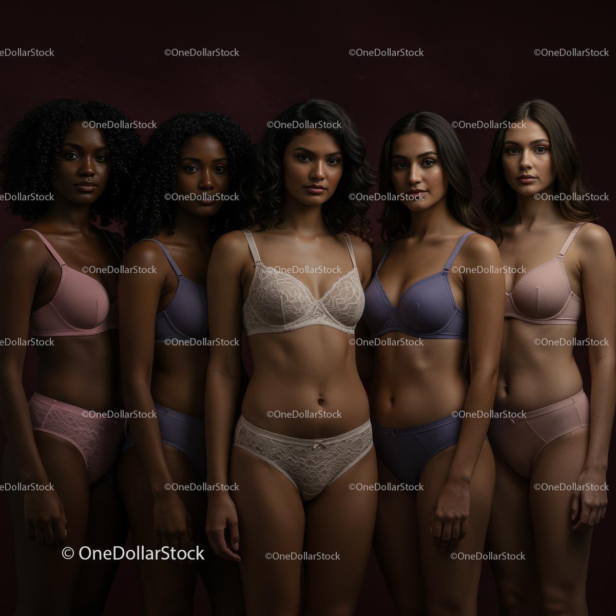Diverse Group of Confident Women in Elegant Lingerie