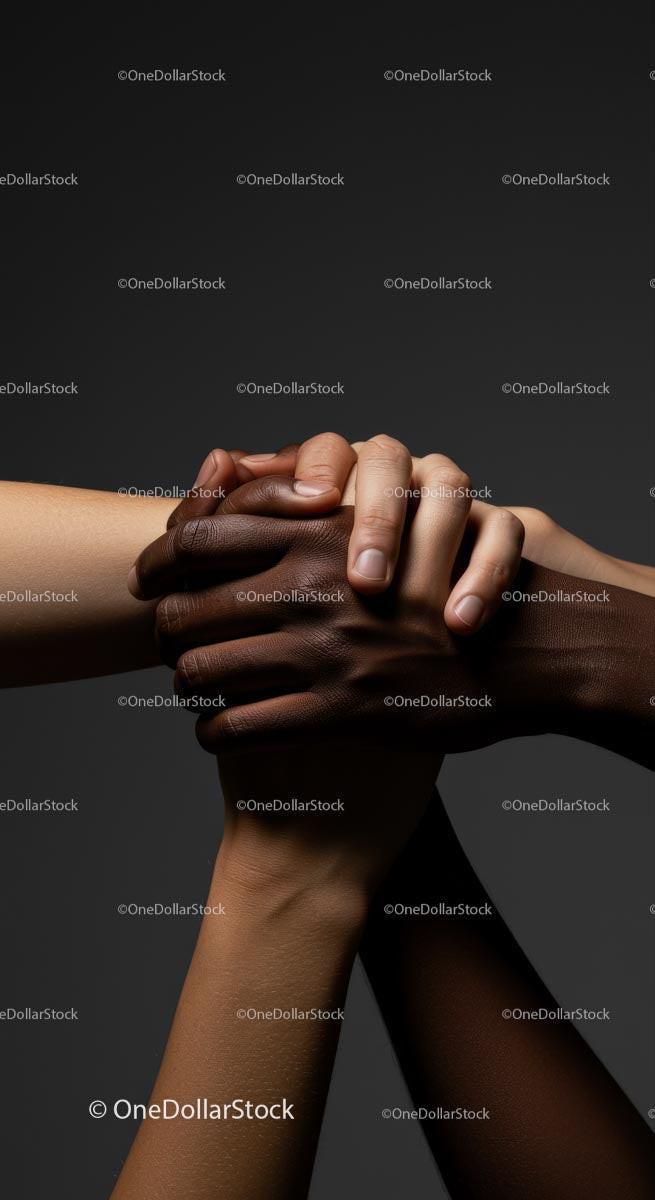 Diverse Hands United in Strong Bond of Solidarity