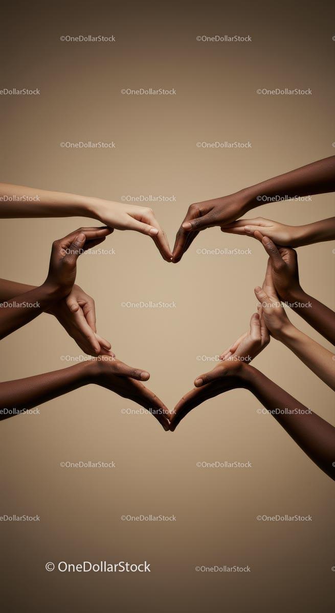 Diverse Hands Forming a Heart Symbol