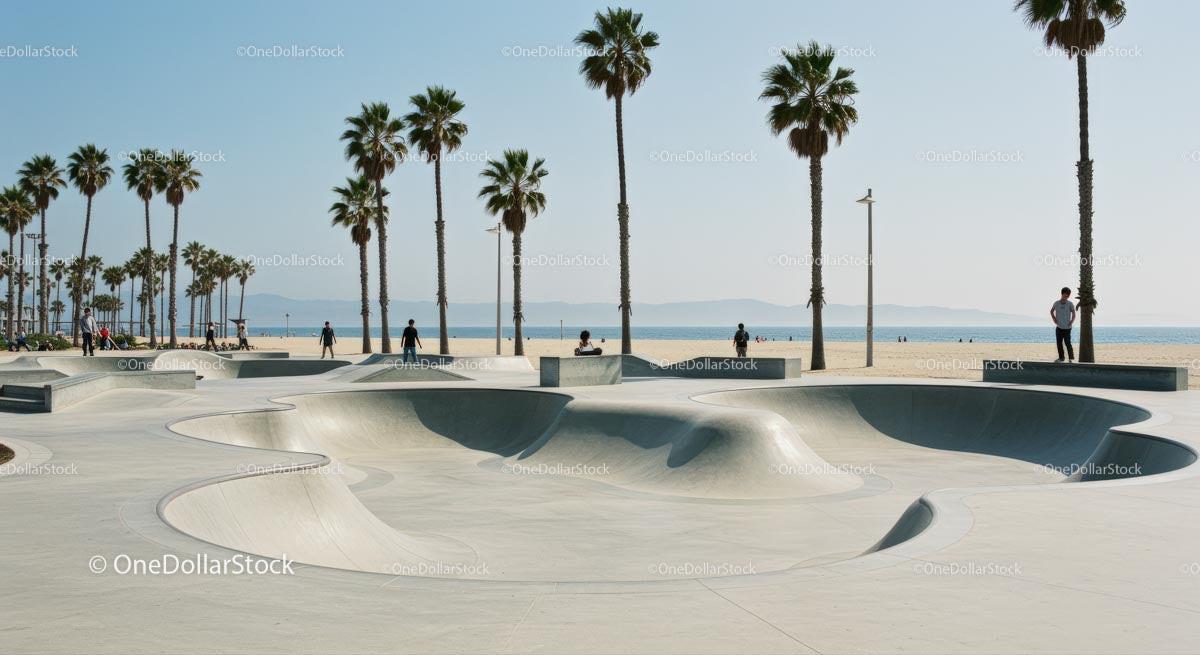 Skateboarder Enjoying Sunny Skatepark by the Beach Stock Photo Bundle preview 13