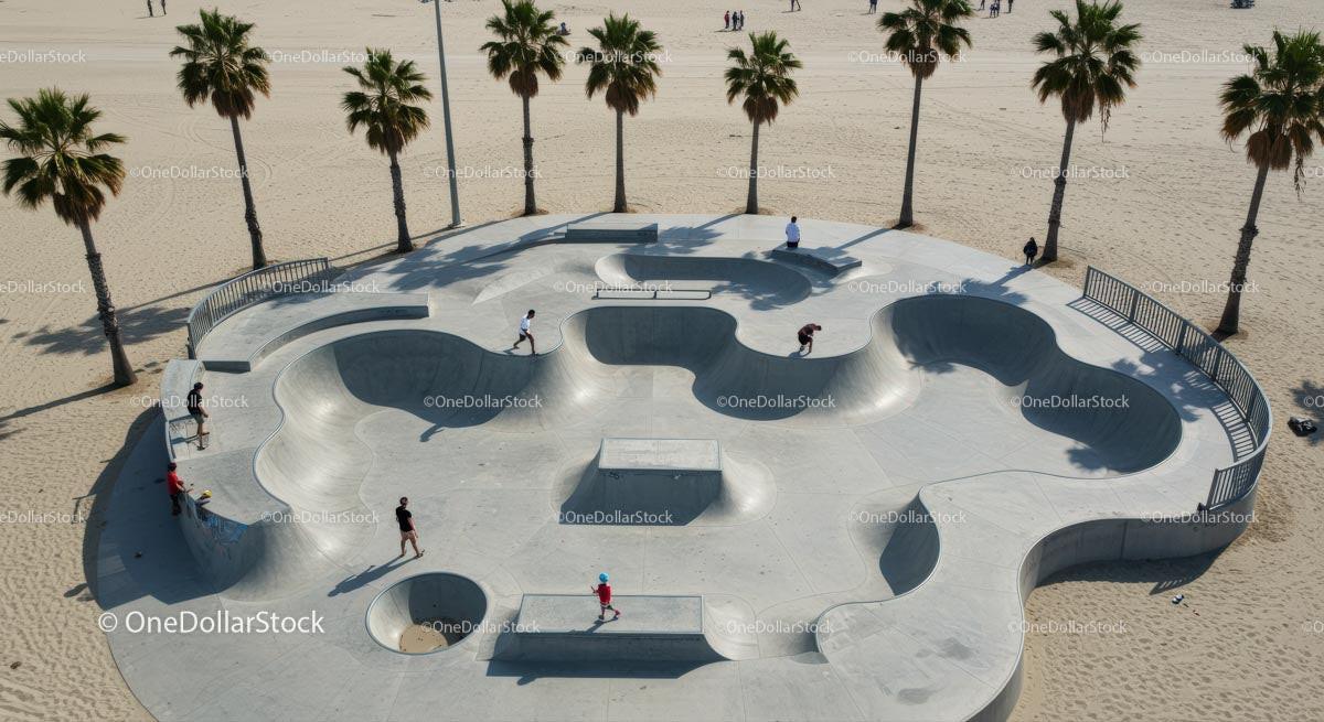 Skateboarder Enjoying Sunny Skatepark by the Beach Stock Photo Bundle preview 17