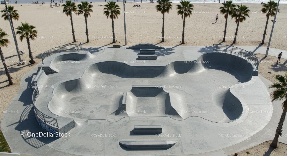 Skateboarder Enjoying Sunny Skatepark by the Beach Stock Photo Bundle preview 18