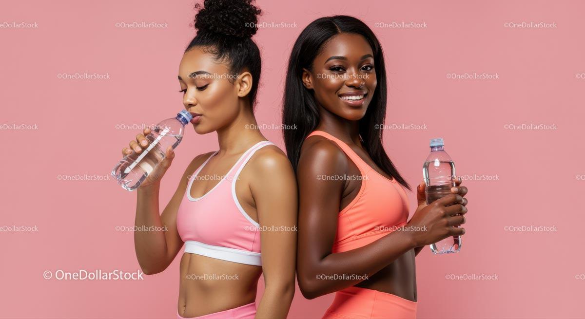 Active Women in Pink Sportswear Hydrating After Workout Stock Photo Bundle preview 6