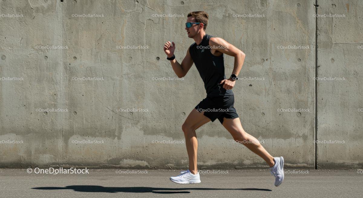 Male Athlete Running Outdoors in Urban Setting