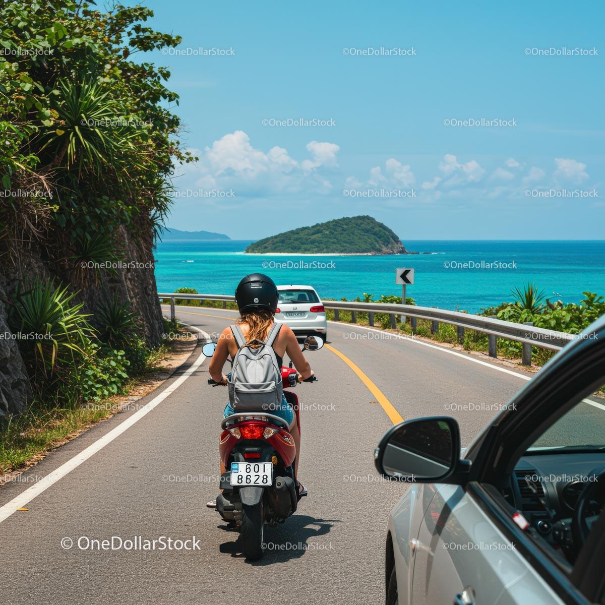 Motorcyclist Enjoying a Scenic Coastal Road Trip