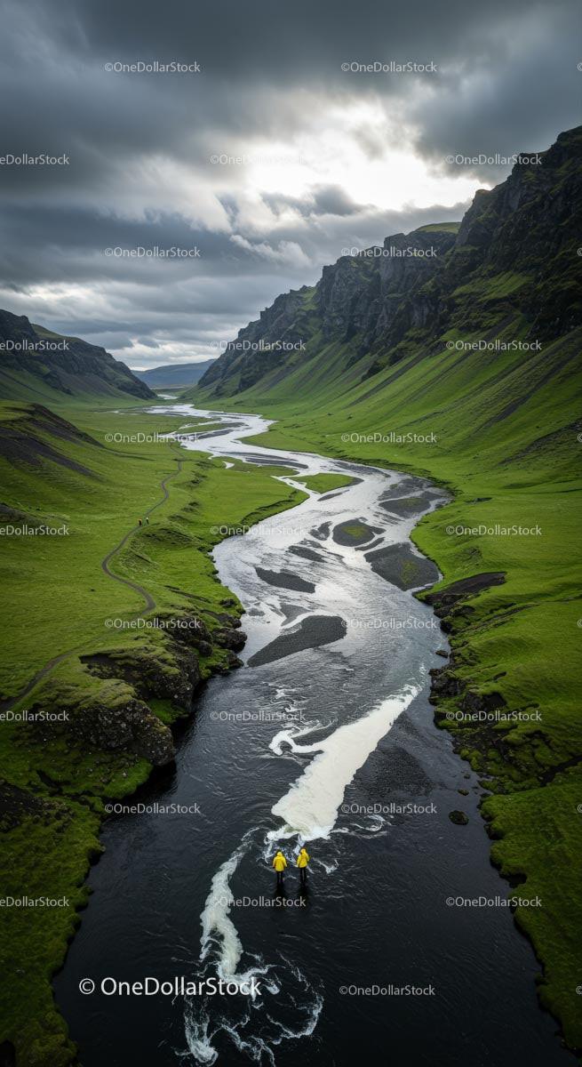 Winding River through a Green Valley at Sunset Stock Photo Bundle preview 8