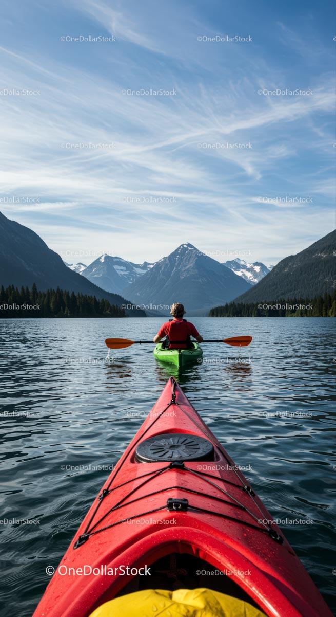 Kayaking Adventure on a Serene Mountain Lake Stock Photo Bundle preview