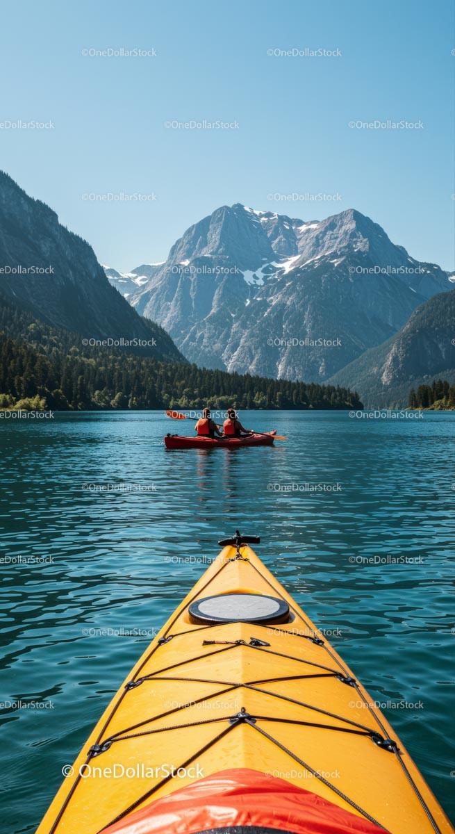 Kayaking Adventure on a Serene Mountain Lake Stock Photo Bundle creative preview 4