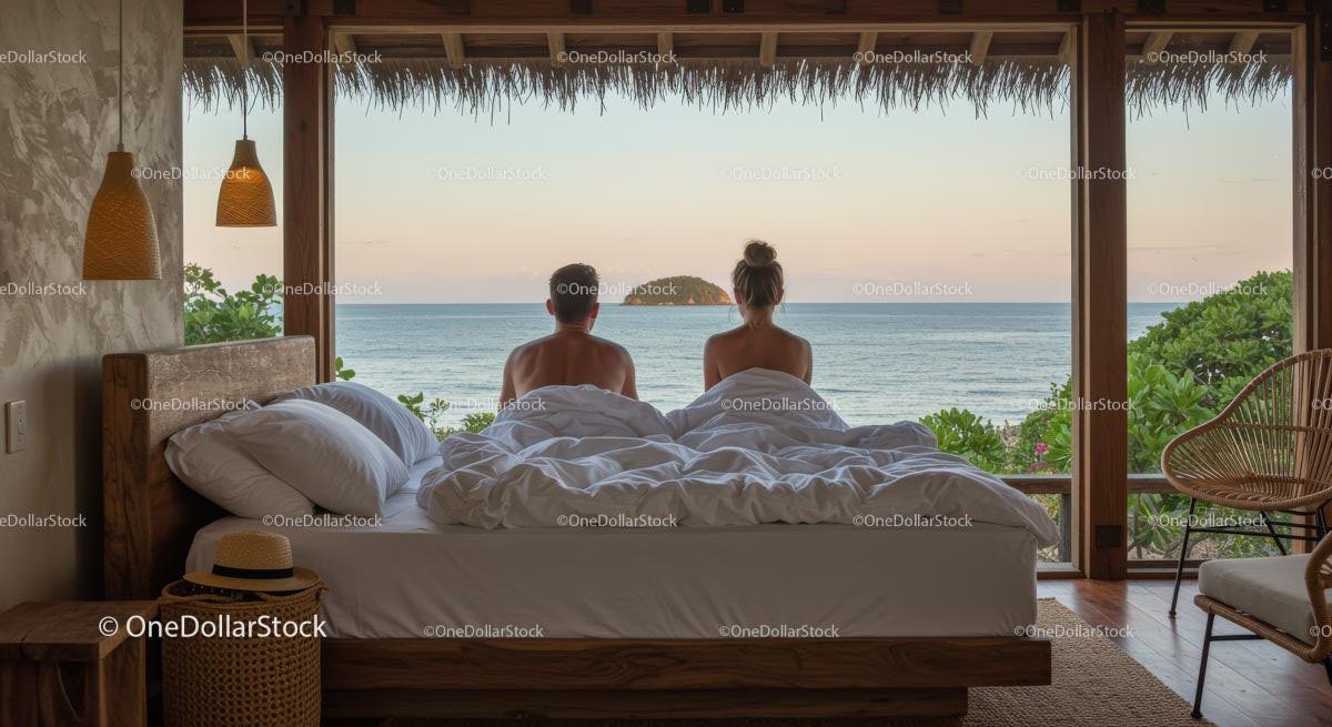 Couple Enjoying a Serene Morning with Ocean View