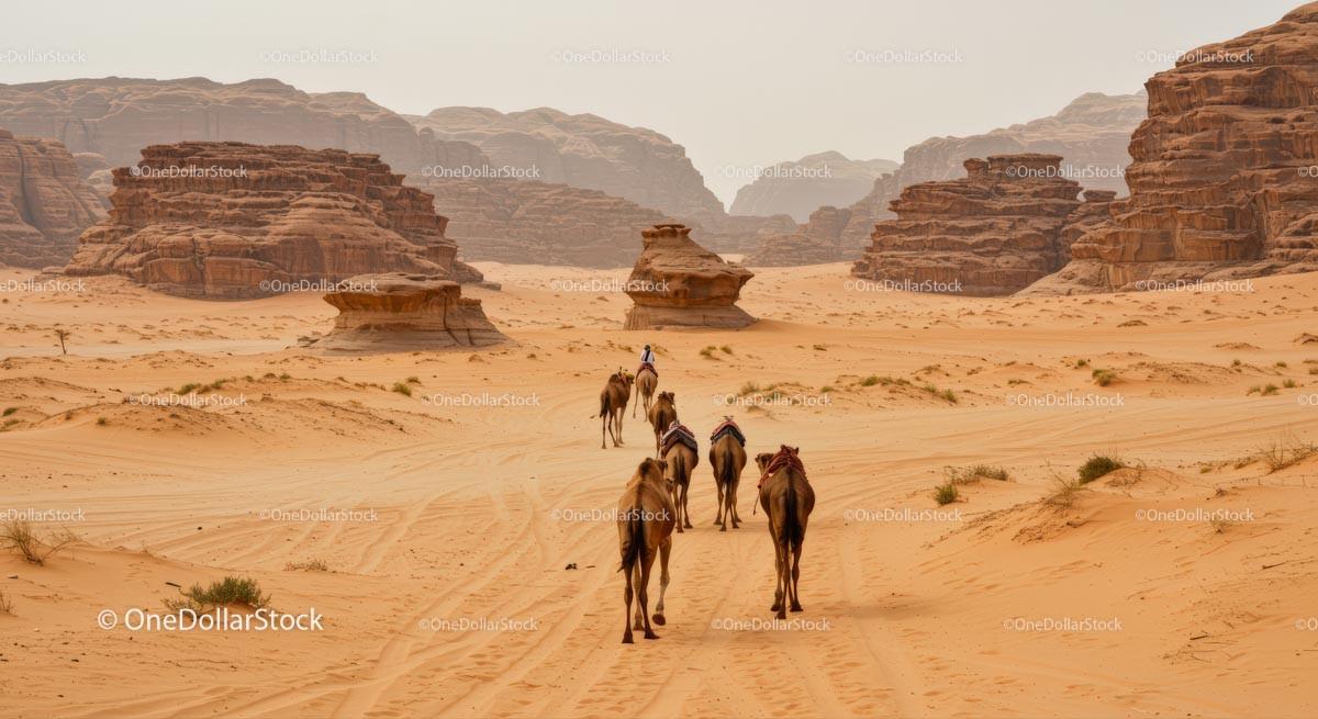Camel Caravan Adventure Through Majestic Desert Cliffs