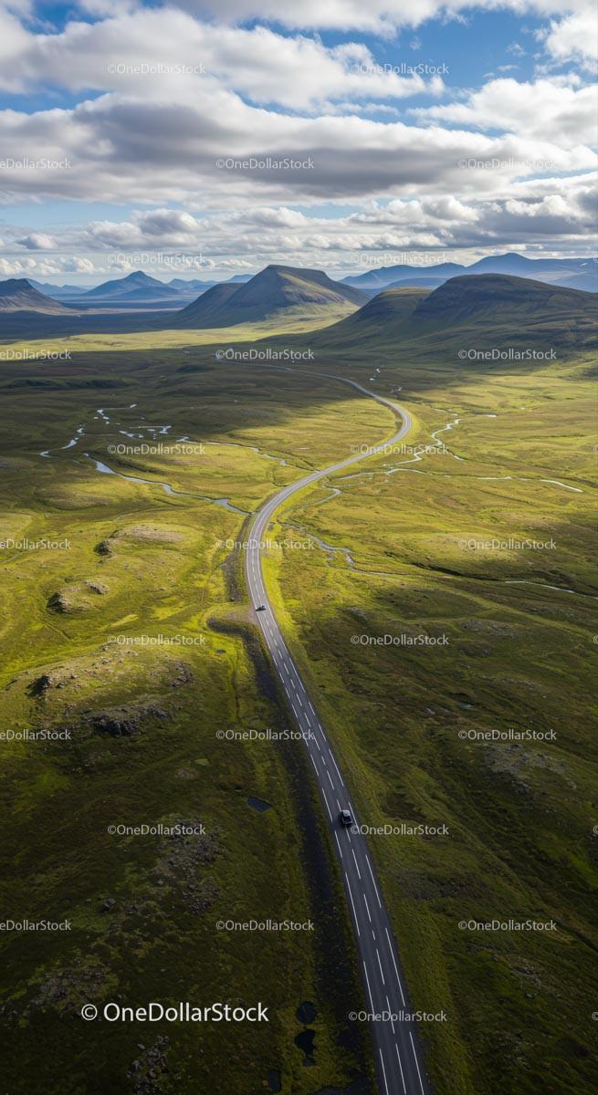 Winding Road Through Scenic Rolling Hills