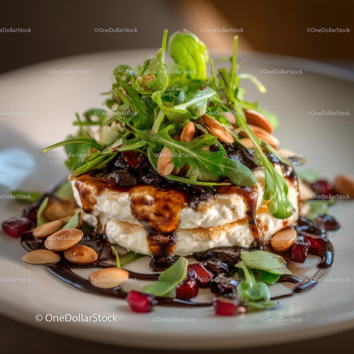 Arugula Salad with Creamy Cheese and Balsamic Glaze