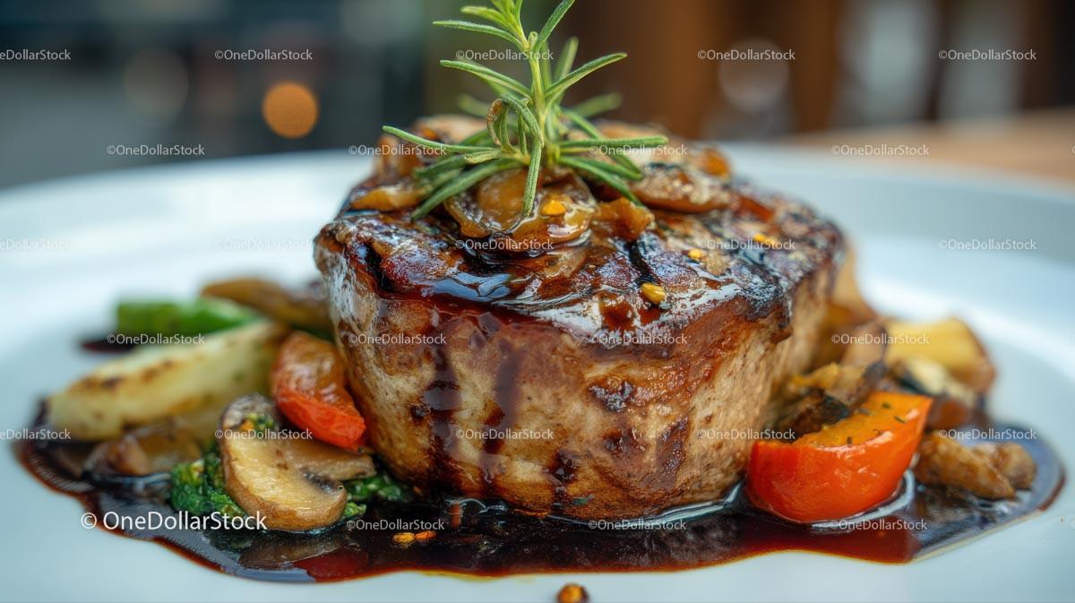 Gourmet Grilled Steak with Rosemary and Vegetables Stock Photo Bundle preview