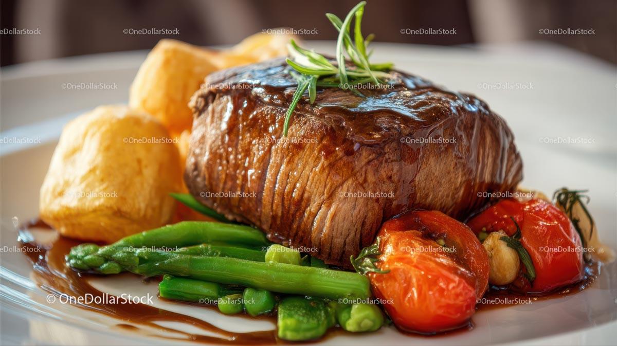 Gourmet Grilled Steak with Rosemary and Vegetables Stock Photo Bundle preview 11
