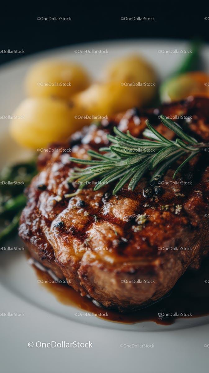 Grilled Steak with Rosemary and Roasted Potatoes