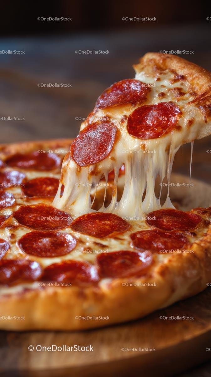 Mouthwatering Pepperoni Pizza with Melty Cheese