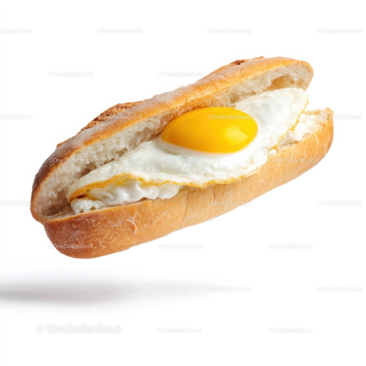 Fried Egg on Crispy Baguette Sandwich