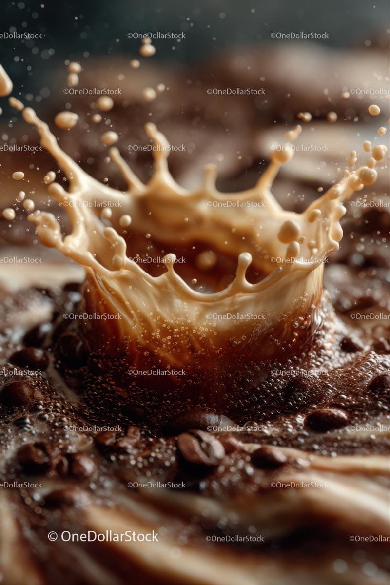 Iced Coffee with Splashes and Ice Cubes on Dark Background Stock Photo Bundle preview 16