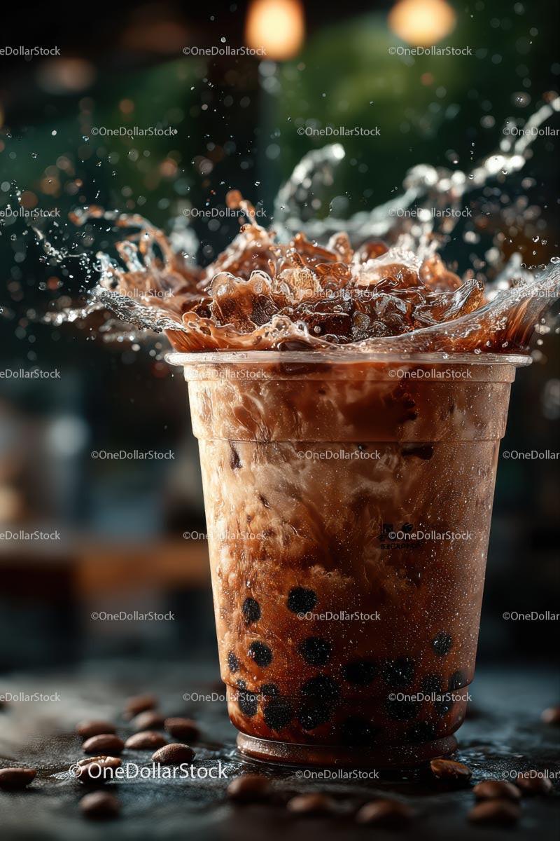 Refreshing Bubble Tea Splash with Tapioca Pearls