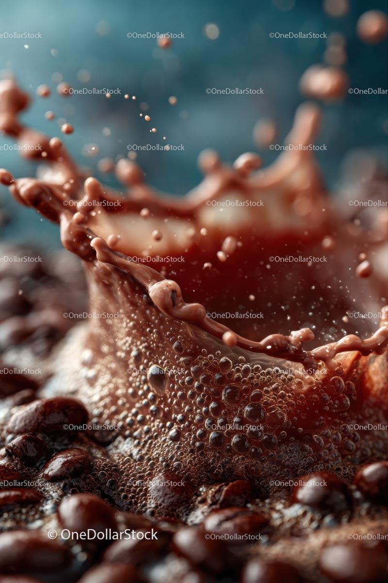 Iced Coffee with Splashes and Ice Cubes on Dark Background Stock Photo Bundle preview 36