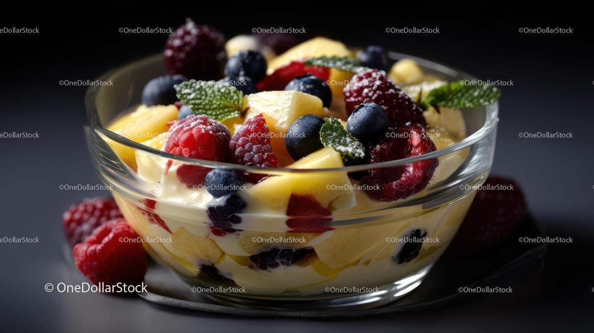Mixed Berries and Mango in Creamy Yogurt with Mint Stock Photo Bundle preview 22