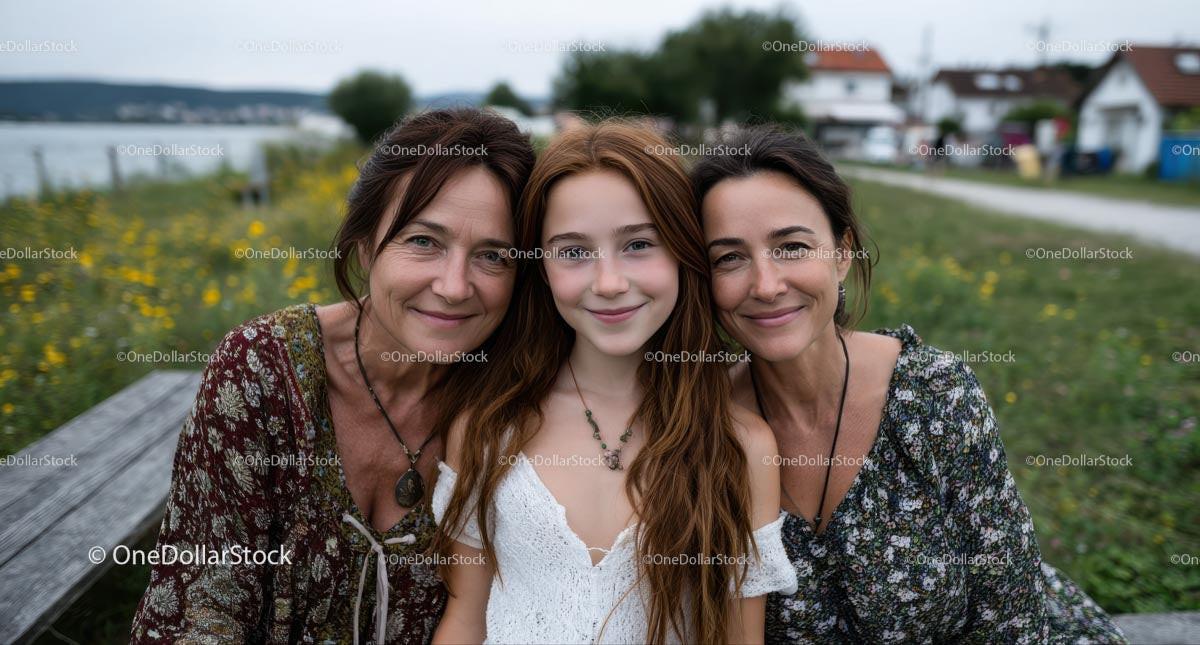 Happy Family Portrait in Green Countryside Setting