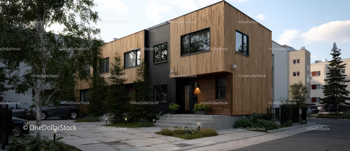 Contemporary Wooden Facade Urban House with Greenery