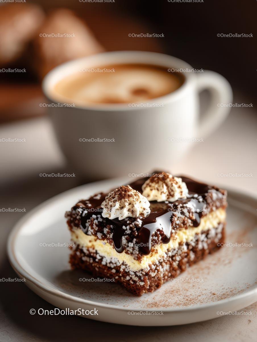 Chocolate Dessert with Coffee on a Cozy Morning