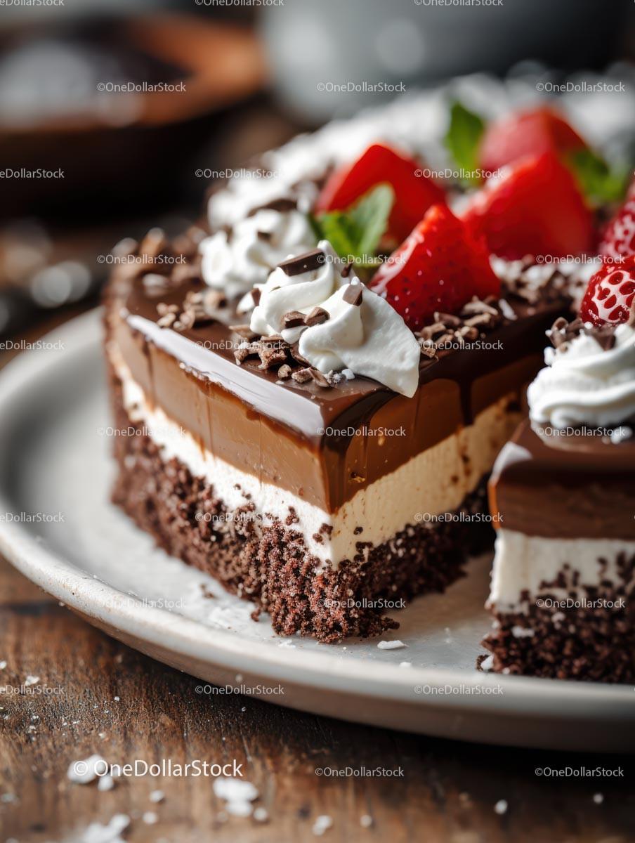 Decadent Chocolate Cake with Blackberries and Blueberries Stock Photo Bundle preview 7