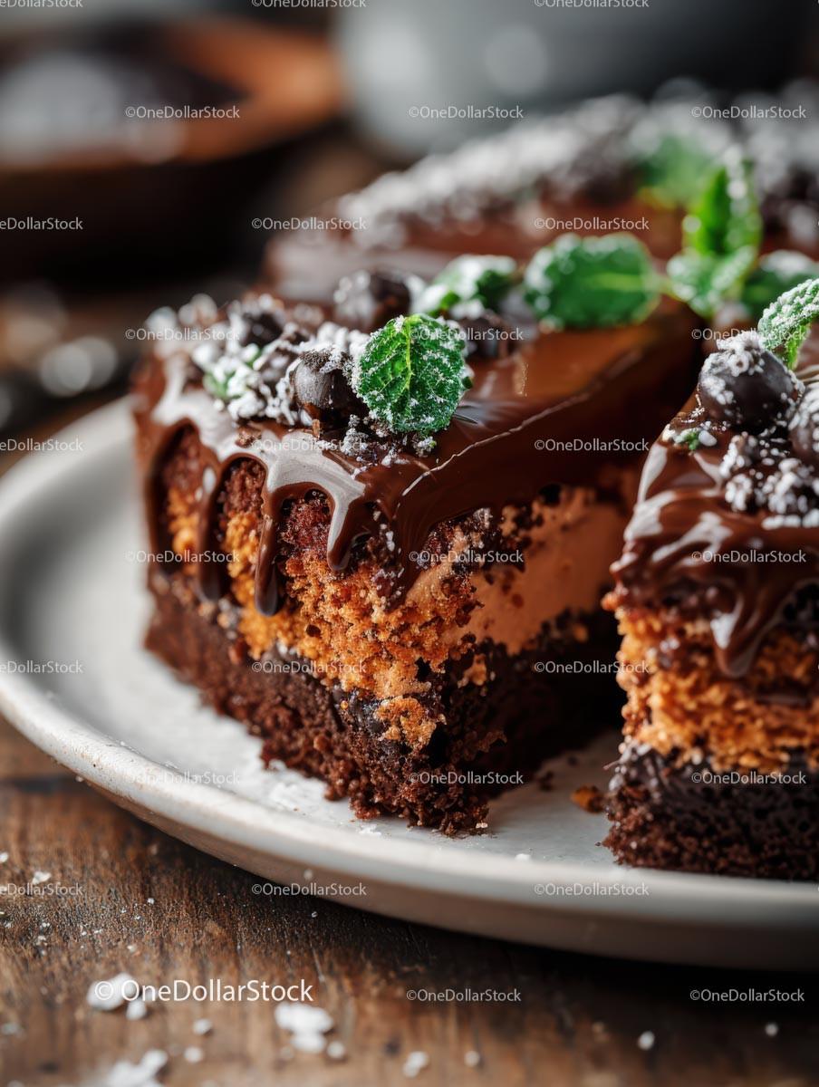 Decadent Chocolate Cake with Blackberries and Blueberries Stock Photo Bundle preview 14